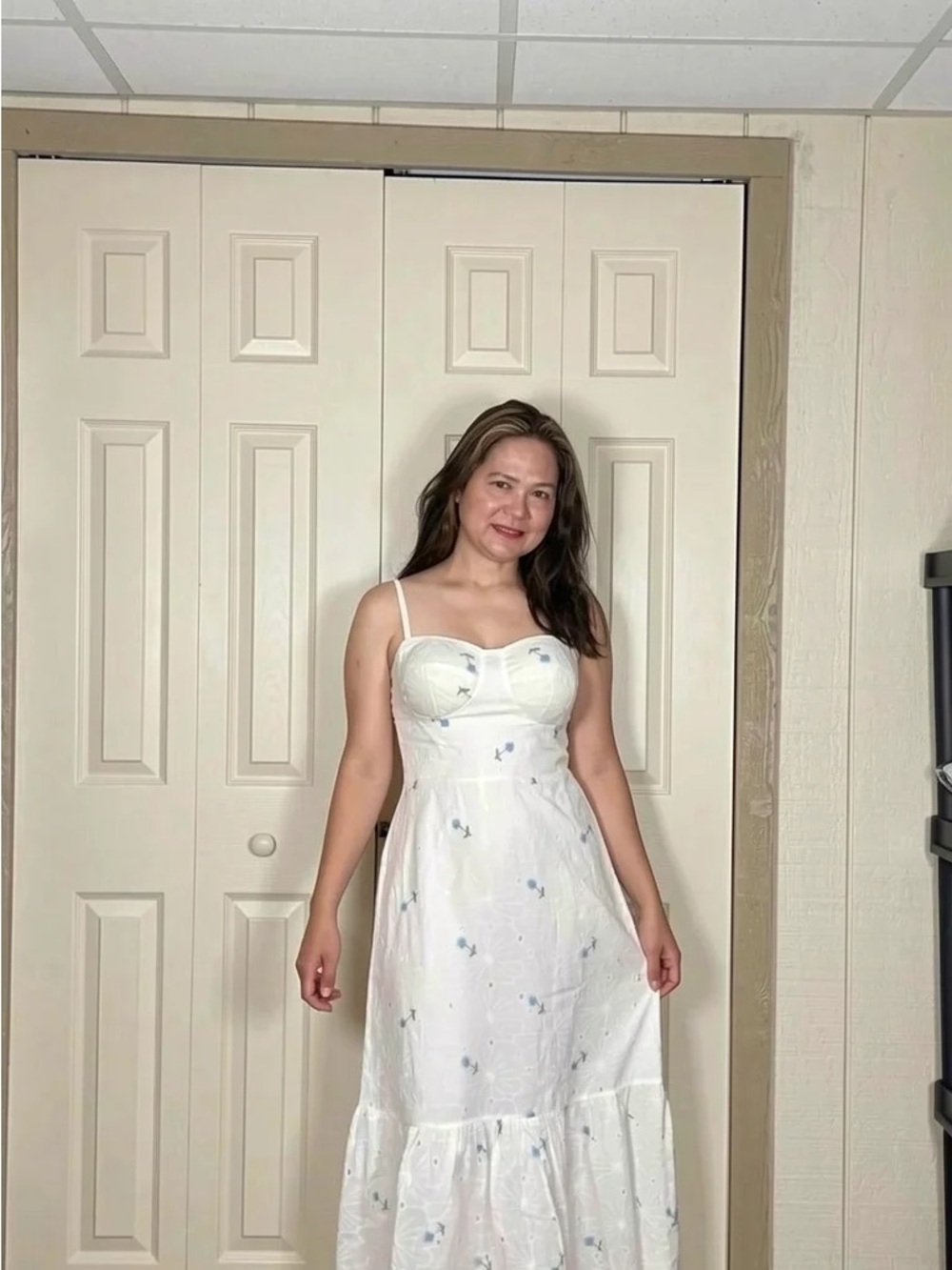 White Floral eyelet Spaghetti Strap Sundress